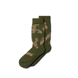 NOZZLE QUIZ Digit No. Jacquard Casual Socks (Land Green)