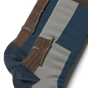 NOZZLE QUIZ Patchwork Crew Socks (Patch Ocre)